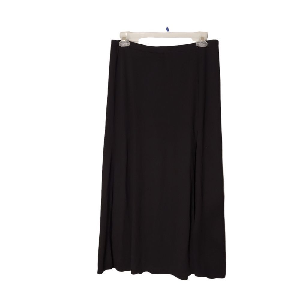 Miss Tina Black Long  Skirt with Front Split